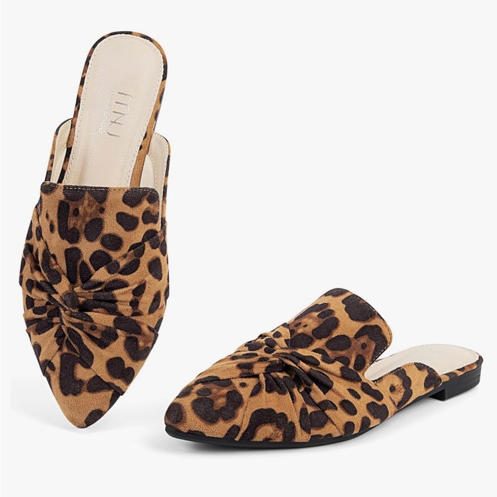 Leopard print backless mules with knot size 8.5 - Picture 2 of 3